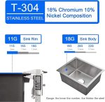 304"Stainless Steel Material Square Kitchen Sink Bar Sink Wash Basin (16 x 14 x 7 Inches) - Image 3